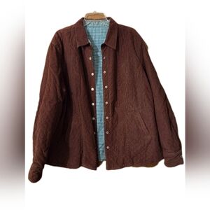 Guide Series Chocolate Brown/ Blue Plaid Reversible Barn Coat Plus Size 2XL